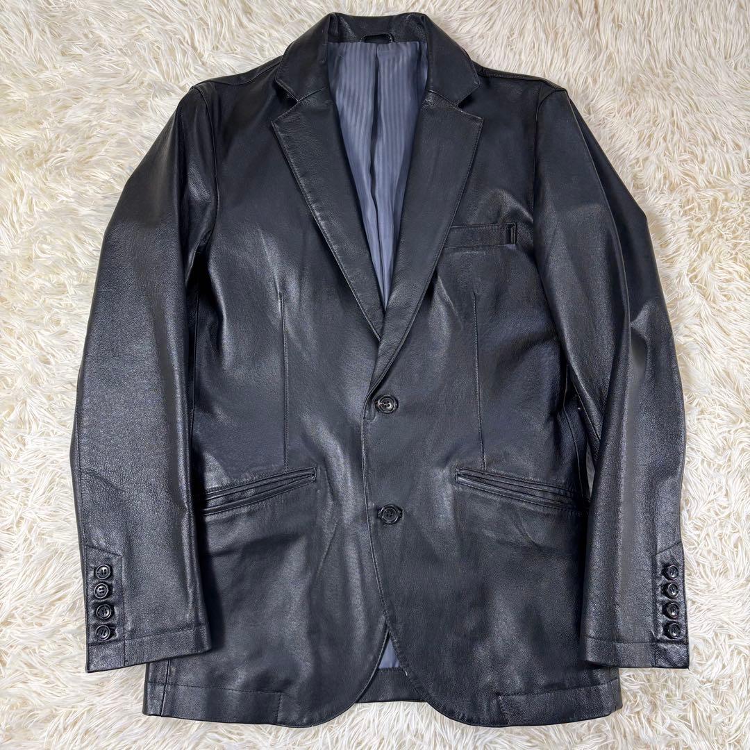 本革 テーラードジャケット デザインワークス Mサイズ ブラック ジャケット