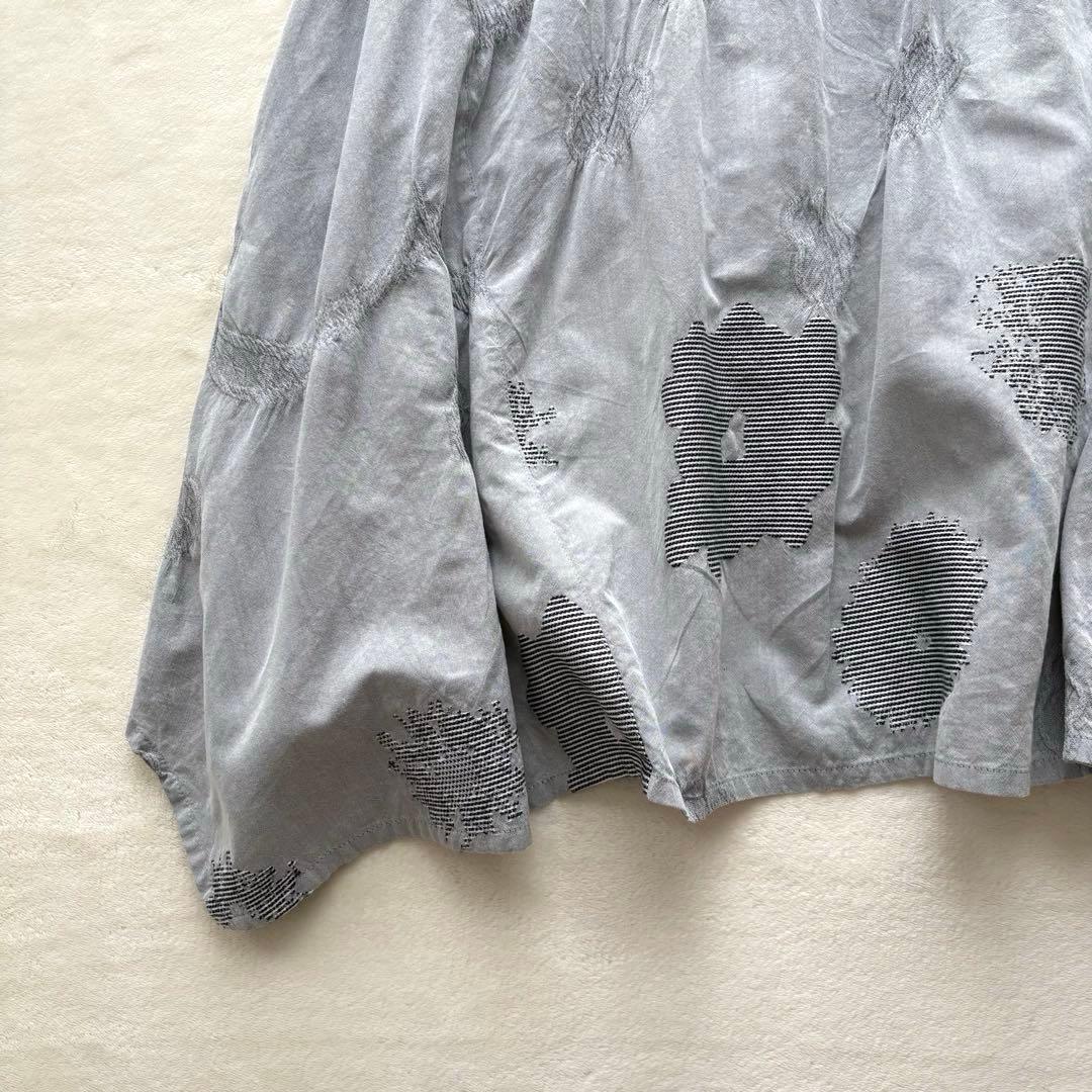 慈雨 ジウ 変形 刺繍 フレアワンピース 40 Lサイズ