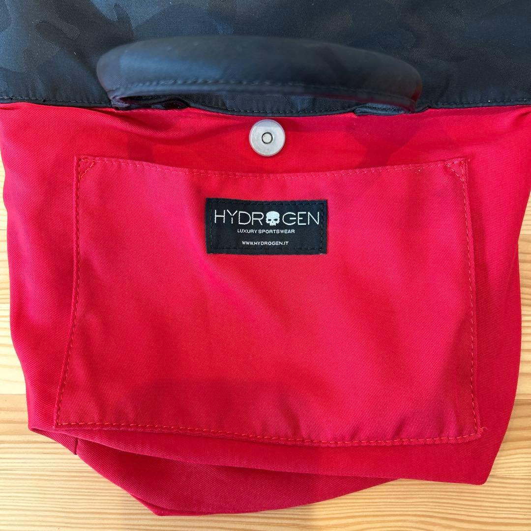 ハイドロゲン スカルスタッズ 迷彩 ナイロントートバッグ ブラック×レッド