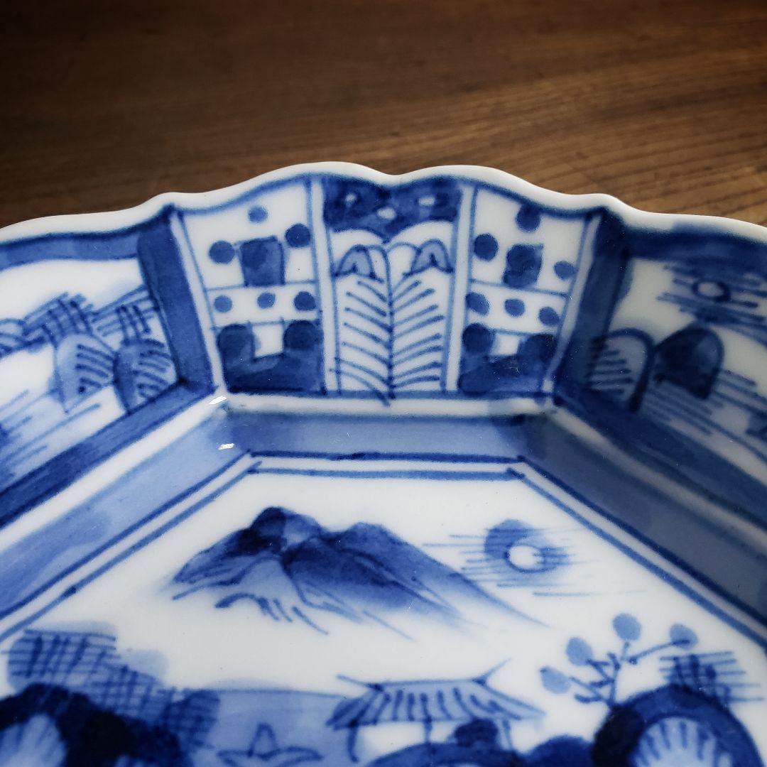 古伊万里　皿　染付　八角皿　輪花皿　変形皿　　江戸　明治　訳あり