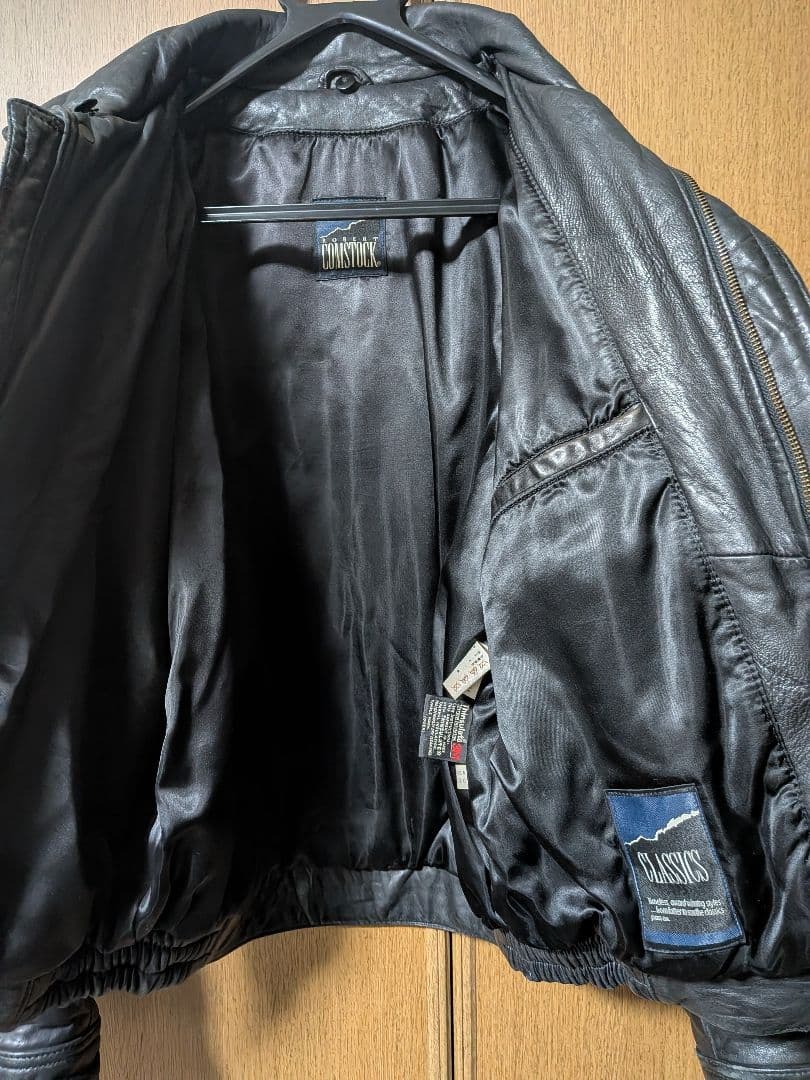 古着　ROBERT COMSTOCK y2k ブラックレザージャケット 襟付き