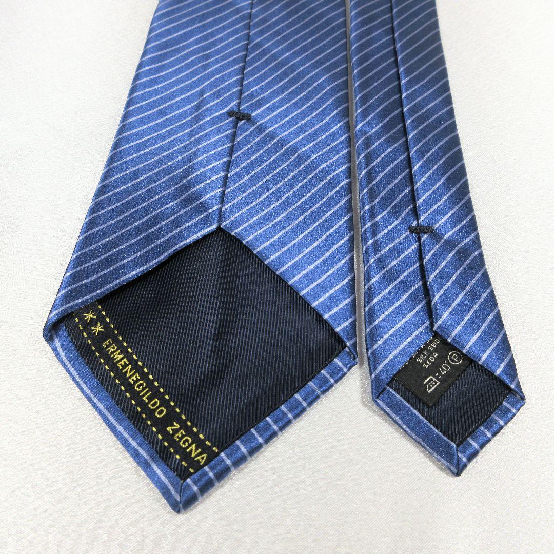 エルメネジルドゼニア　ストライプ　ブルー　ネクタイ