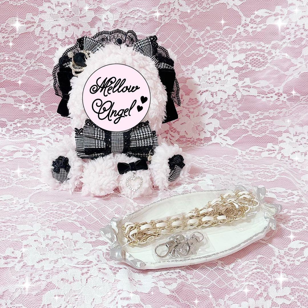 おすわり ぬい服 ショルダー チェック 13cm ①グレンチェック ピンク