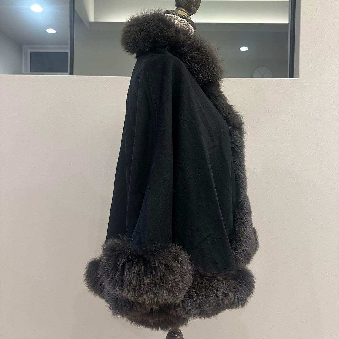 【タグ付き未使用】サガファー ポンチョカシミヤ ファーコート ブルーフォックス