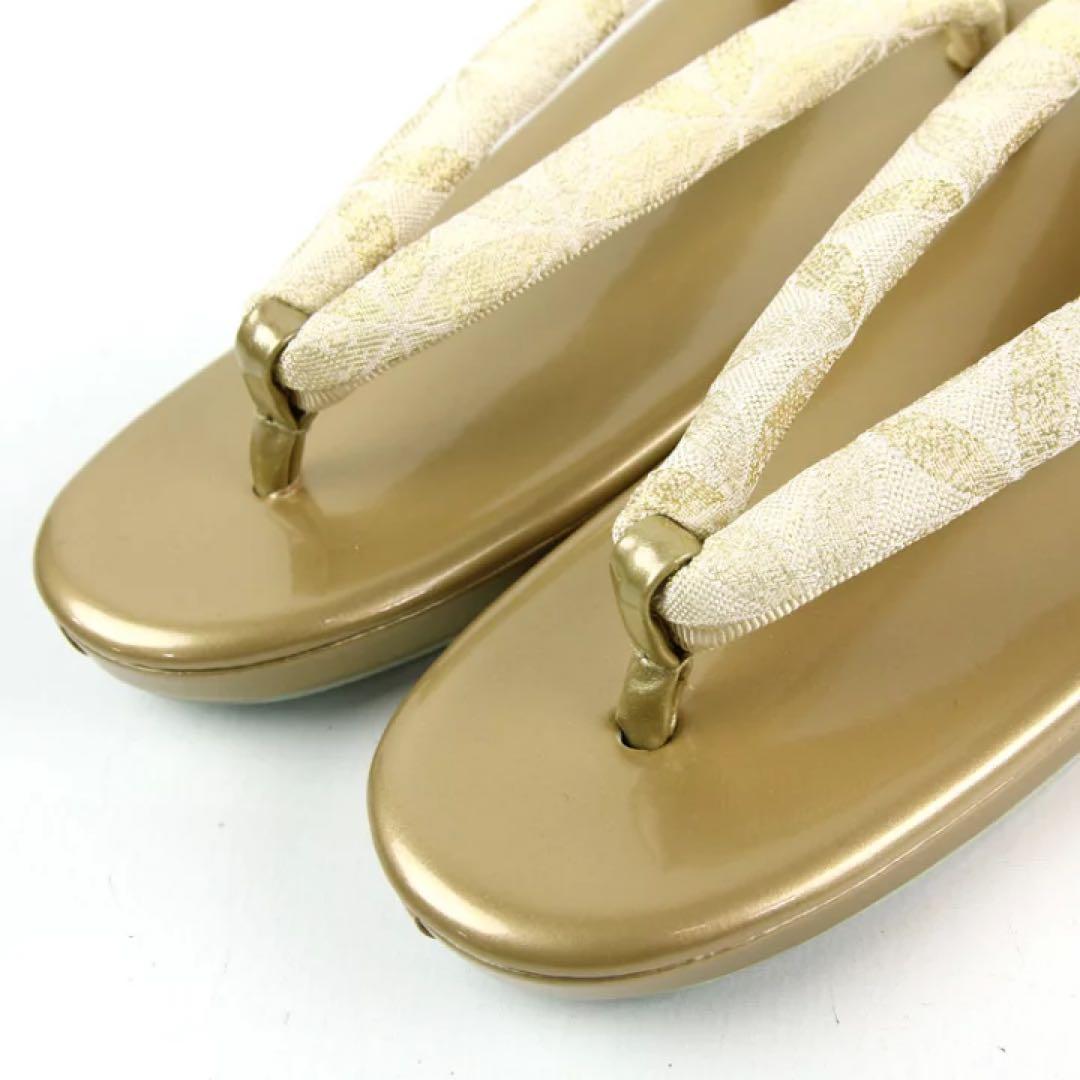 ☆新品未使用☆礼装用佐賀錦ゴールド系草履バッグセット　フリーサイズ　N55