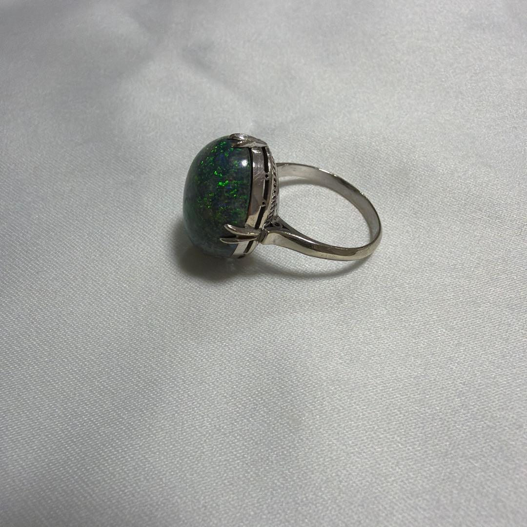 こ*う様 K14WG 14金ブラックオパールリング　天然石