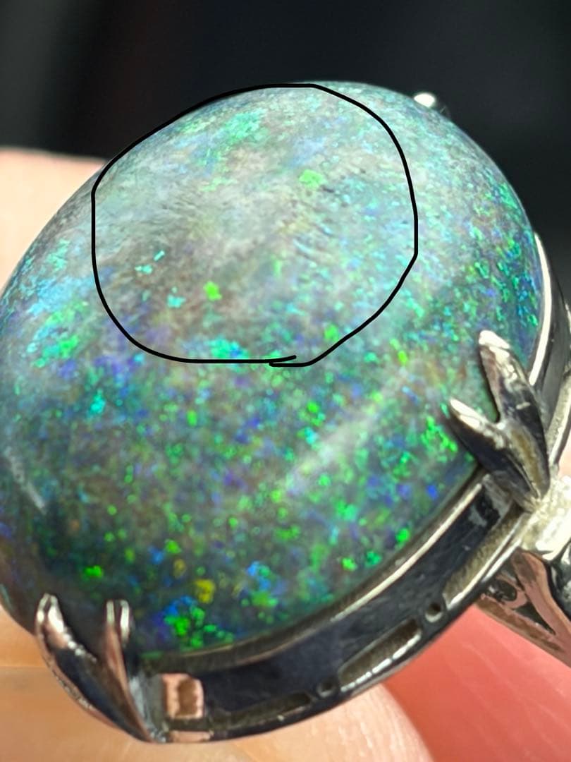 こ*う様 K14WG 14金ブラックオパールリング　天然石