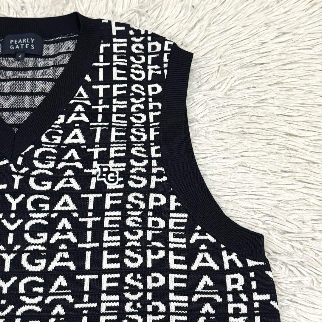 未使用級　近年　パーリーゲイツ　総柄　サマーニット　ベスト　グラデーション