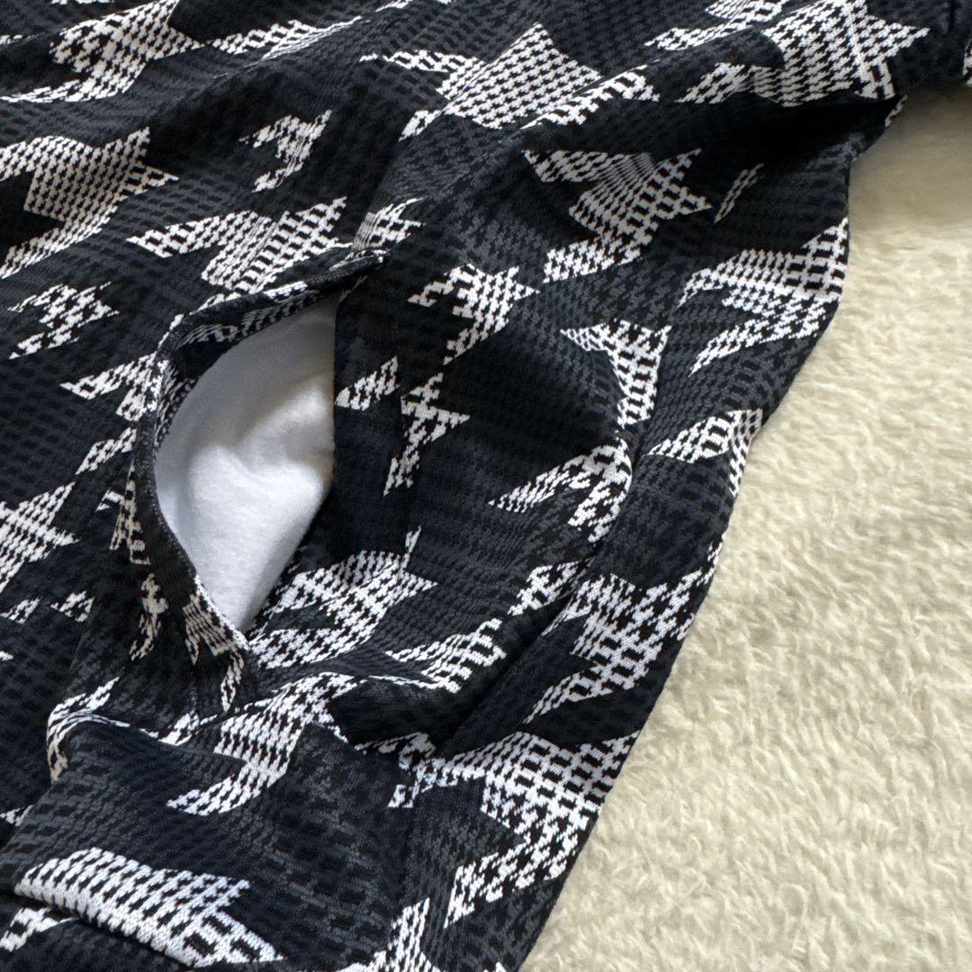 モノフィラエアクッション グレンチェック×千鳥柄 フルジップフーディ ネイビー