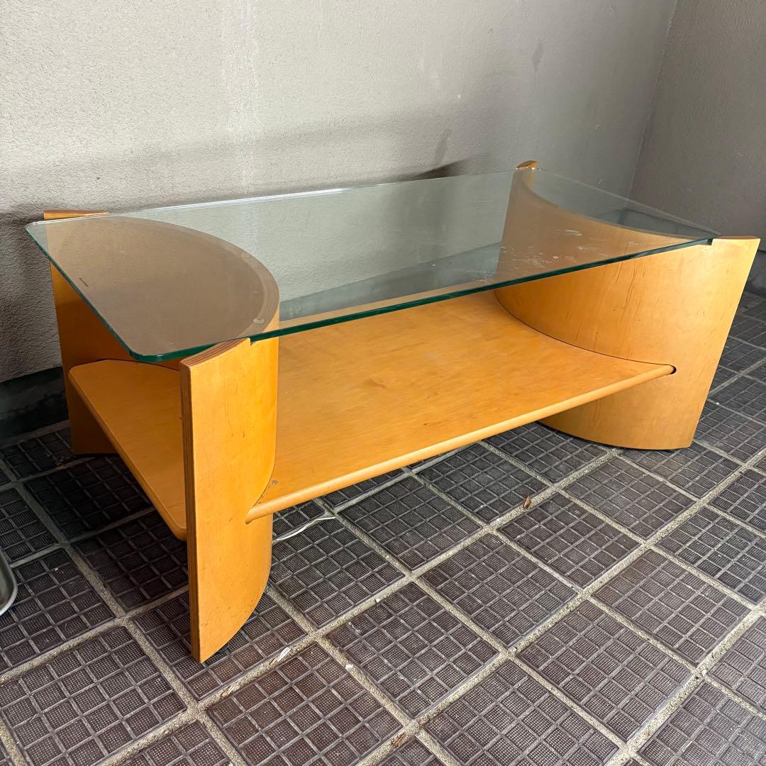 D壁 北欧レトロ プライウッド センターテーブル ガラステーブル ビンテージ