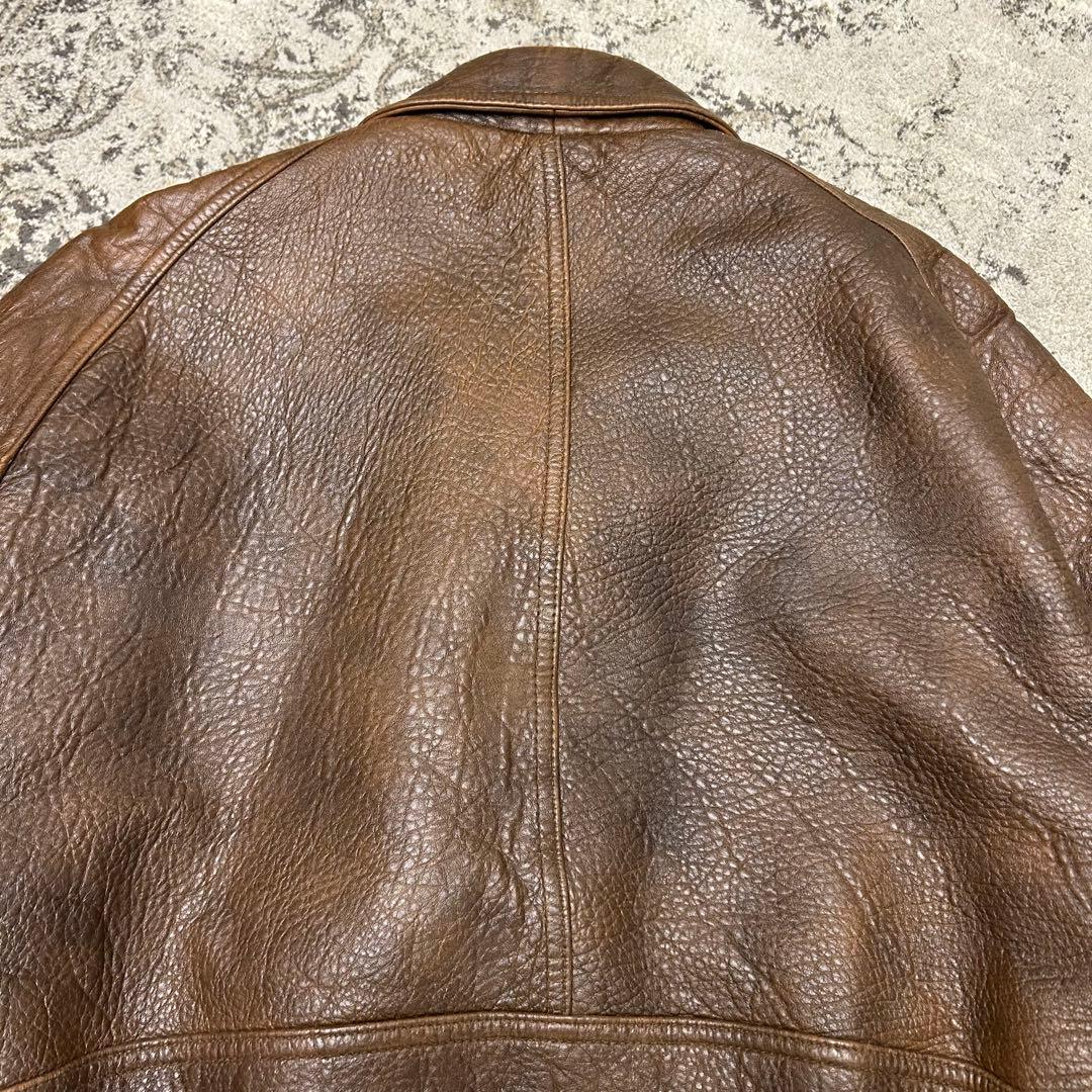 Vintage レザージャケット 深水光太　短丈　90s 古着　ブラウン