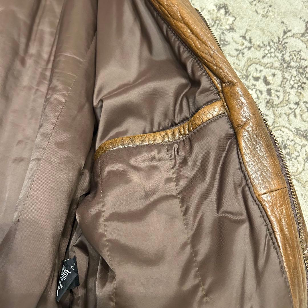 Vintage レザージャケット 深水光太　短丈　90s 古着　ブラウン