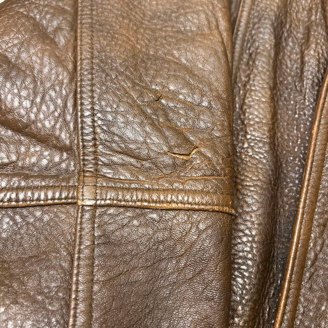 Vintage レザージャケット 深水光太　短丈　90s 古着　ブラウン