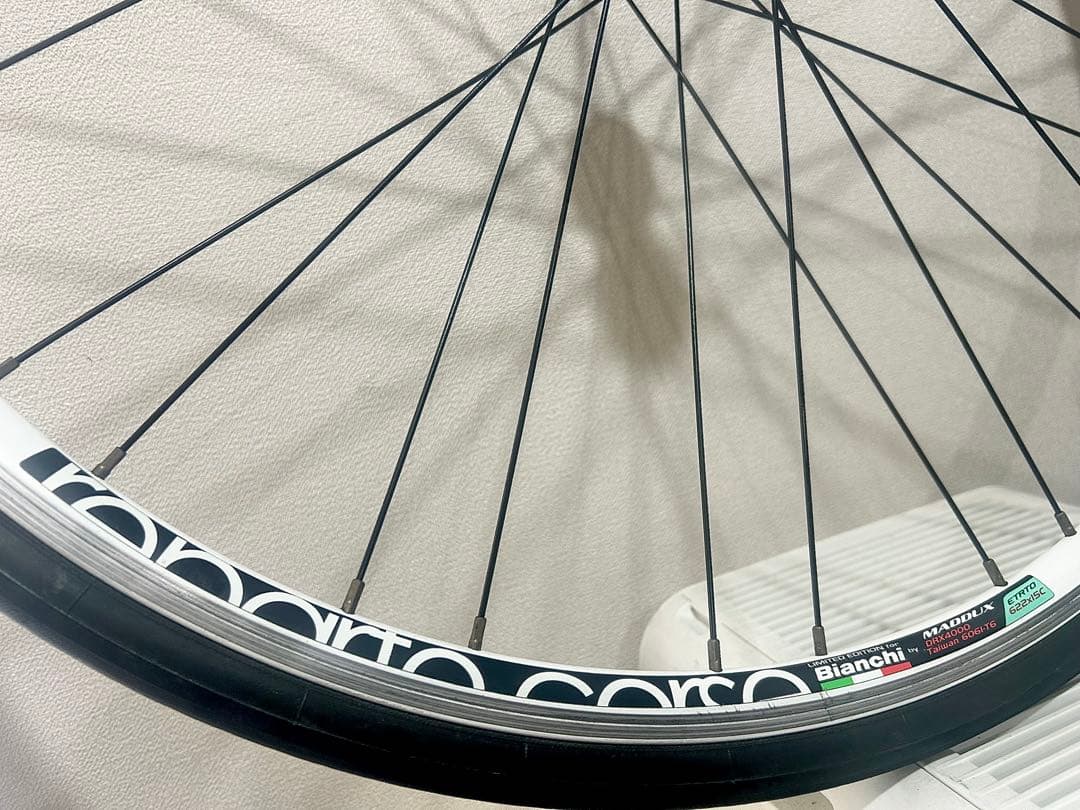 【Bianchiビアンキ】純正limitedホイール前輪◆貴重なカッコいい白リム