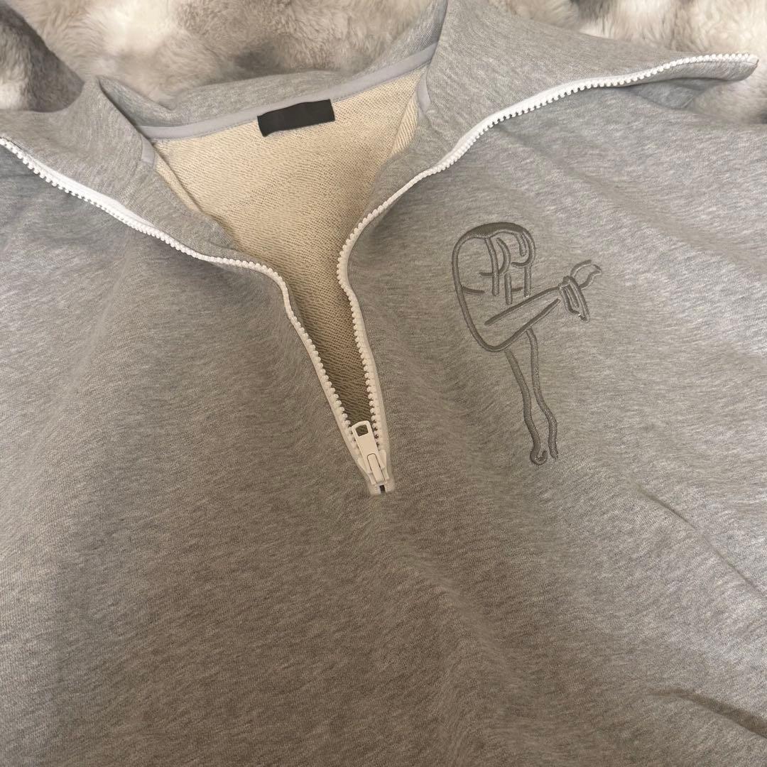 fiction tokyo ハーフジップアップロゴ刺繍ビッグスウェット