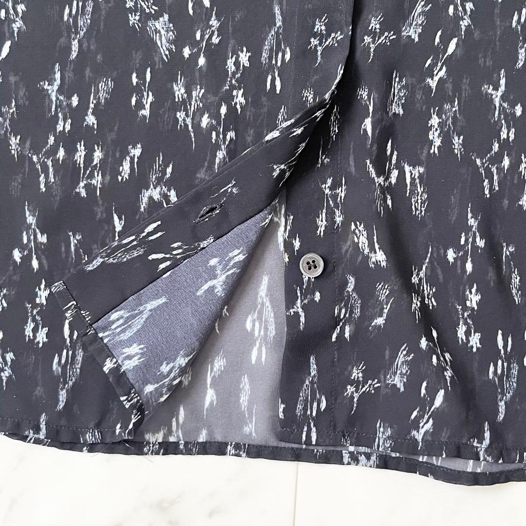 美品♪セオリーリュクス　ポリエステル　シアー　シャツ　ボウタイ　リボン　総柄　M