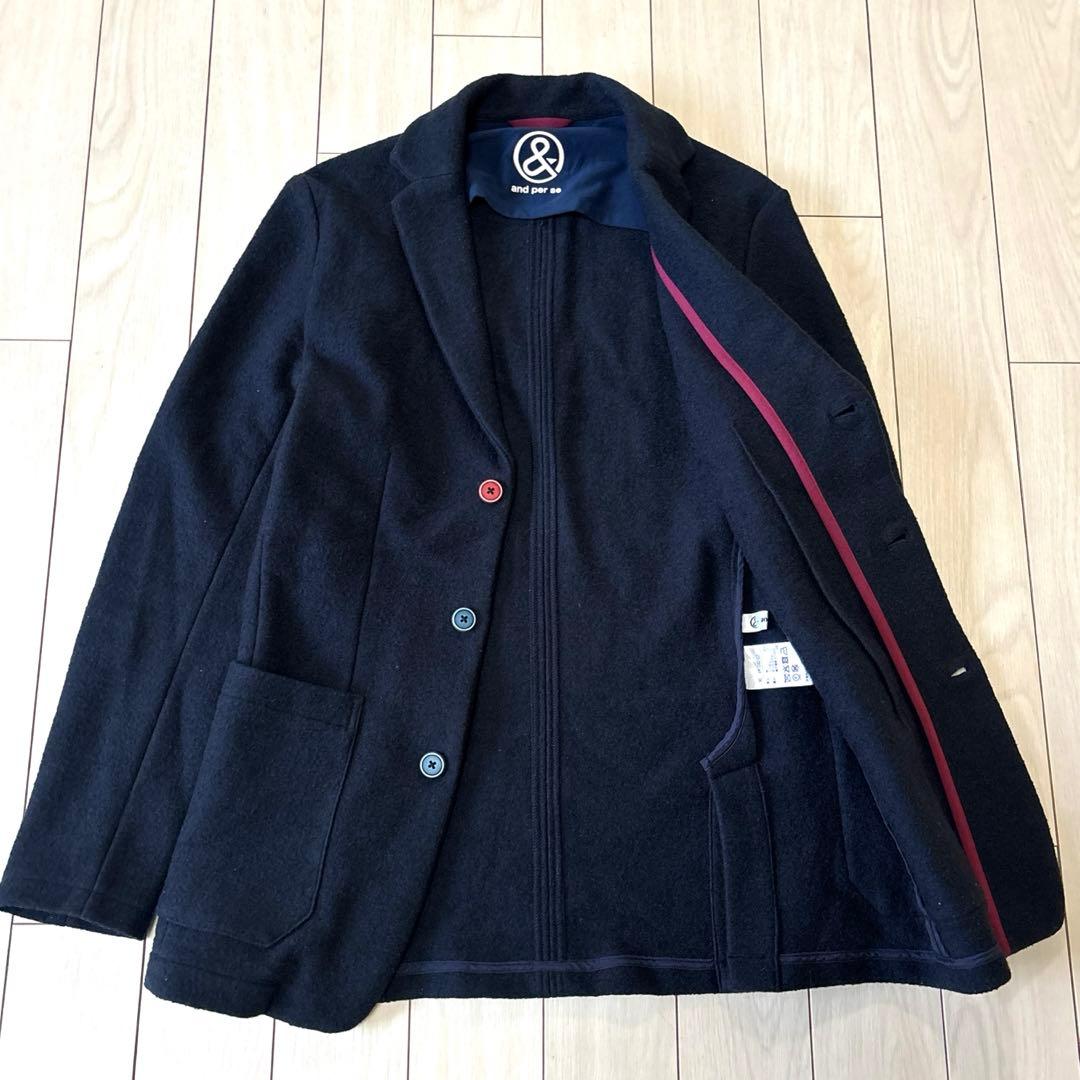 レディースL】and per se　アンパスィ　ジャケット　ウール　ゴルフウェア