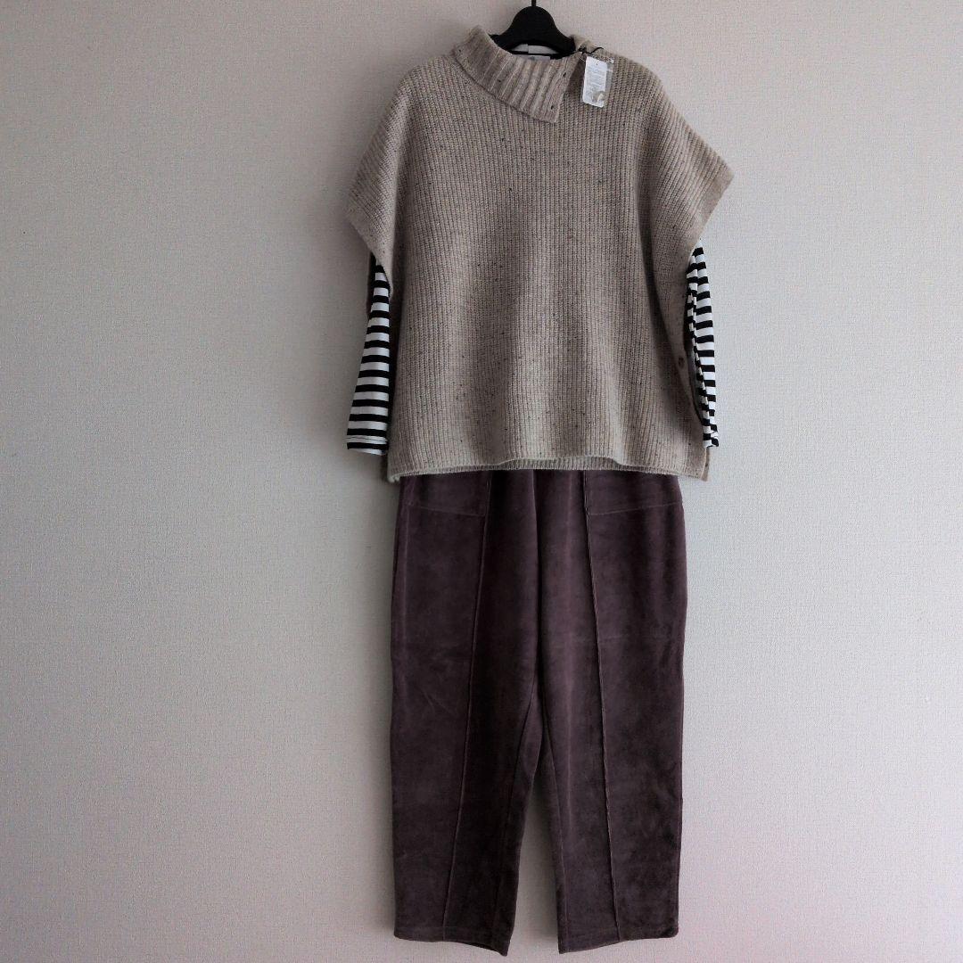 【新品・未使用】『YURK』 シェトランド　ウールポンチョ　ベスト　ナチュラル