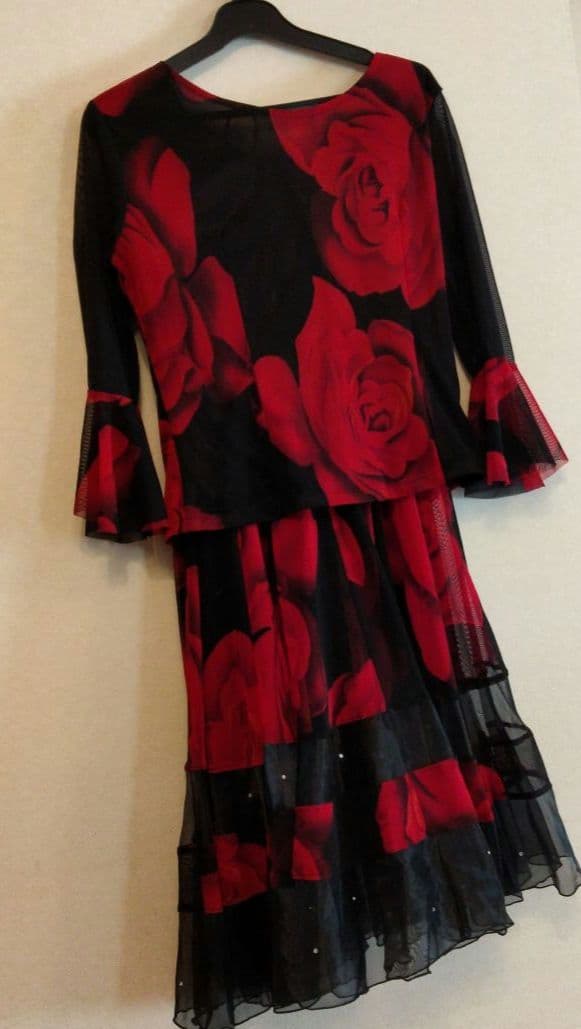 ダンス衣装　カルメン　薔薇　トップスとスカート2点セット