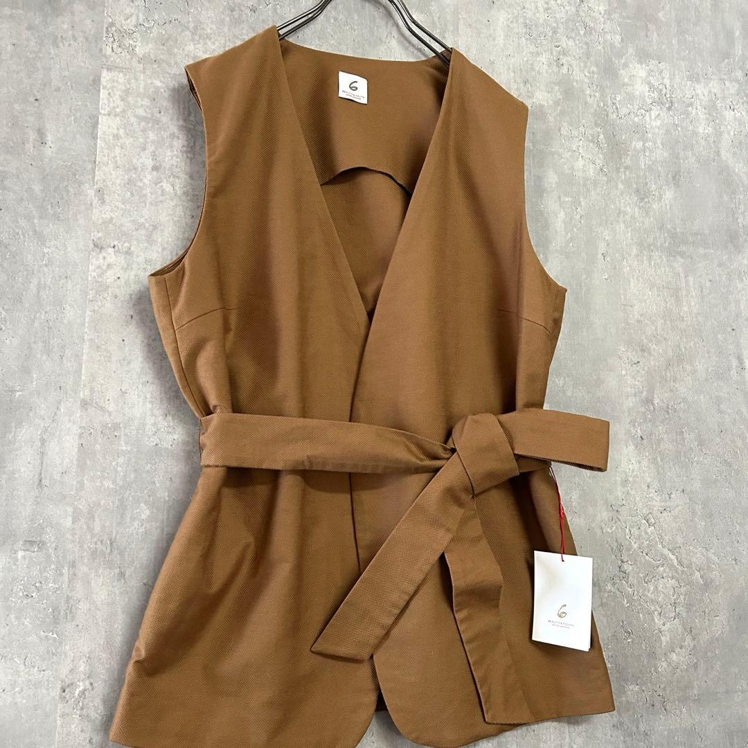 新品6ROKUBEAUTY&YOUTHベージュラップベストシンプルながら存在感