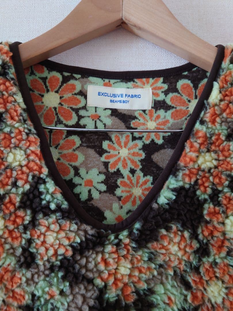 BEAMS BOY ビームスボーイ ジャカード ボア プルオーバー ベスト　花柄