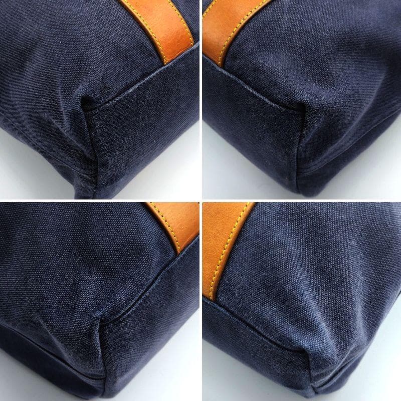 ポールスミス トートバッグ ネイビー A4収納 ポーチ付き ジャンバス×レザー