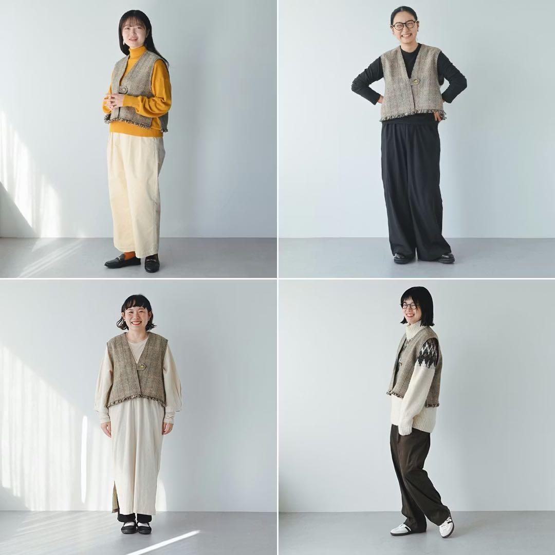 北欧暮らしの道具店 へリンボーン柄のウールベスト よしいちひろさんコラボ