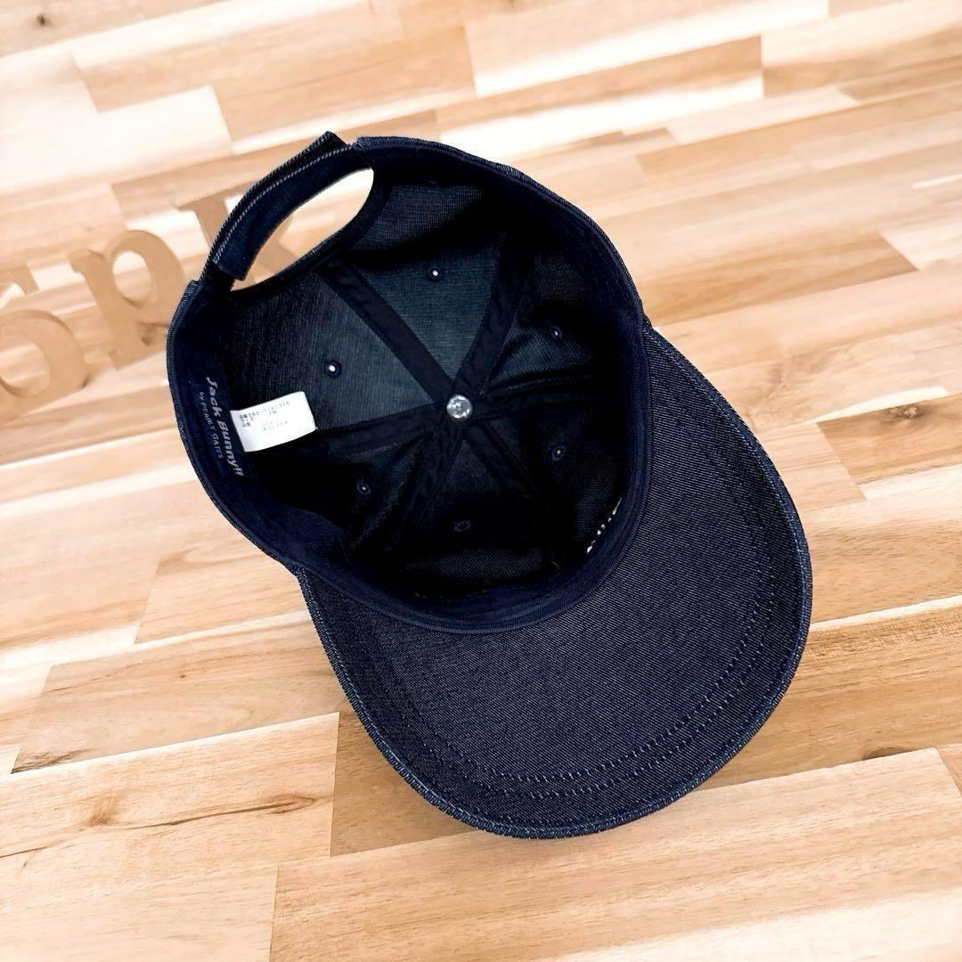【ジャックバニー】立体刺繍ロゴ デニム ゴルフ キャップ パーリーゲイツ 紺×白