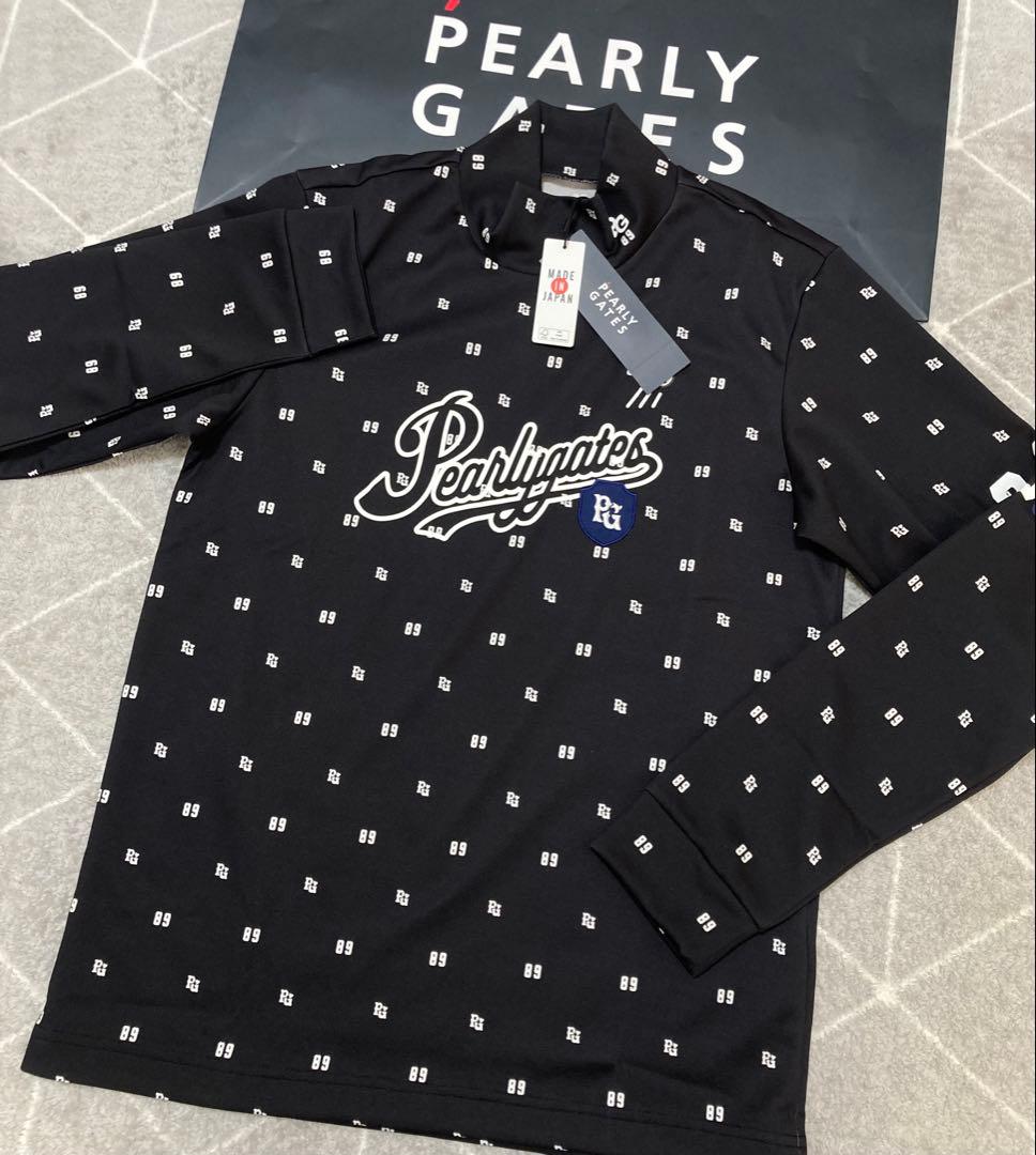 新品 パーリーゲイツ 鹿の子ダンボールゼブラ長袖ハイネックカットソー(5)L/紺