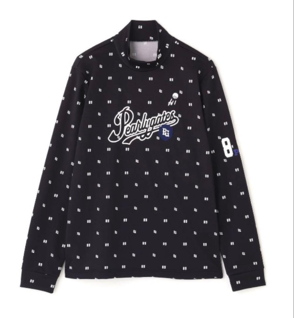 新品 パーリーゲイツ 鹿の子ダンボールゼブラ長袖ハイネックカットソー(5)L/紺