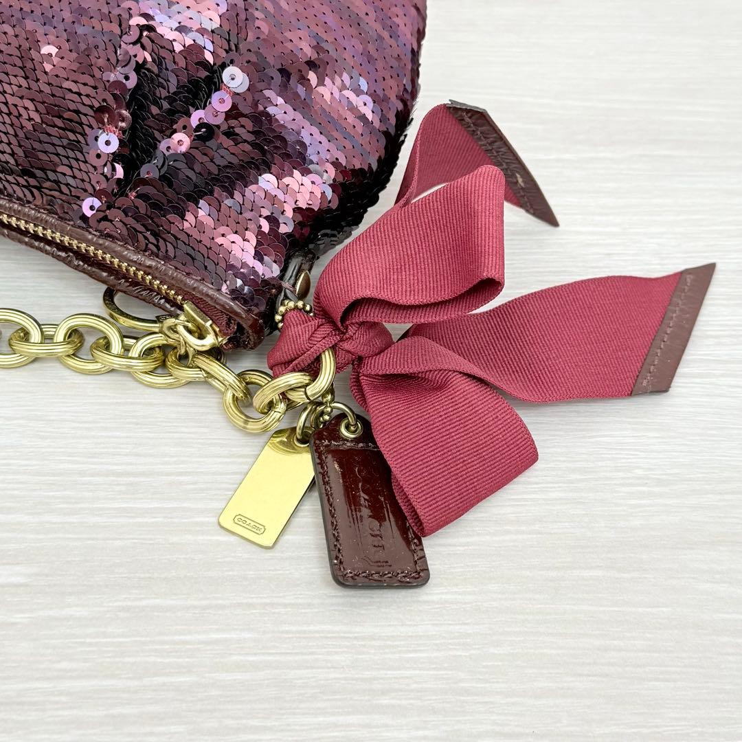 バッグ Coach Purple Poppy Sequins Bag Rare