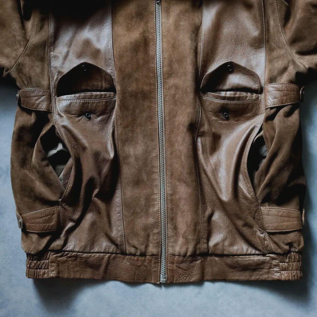 euro vintage スウェード レザー 切替え ジャケット