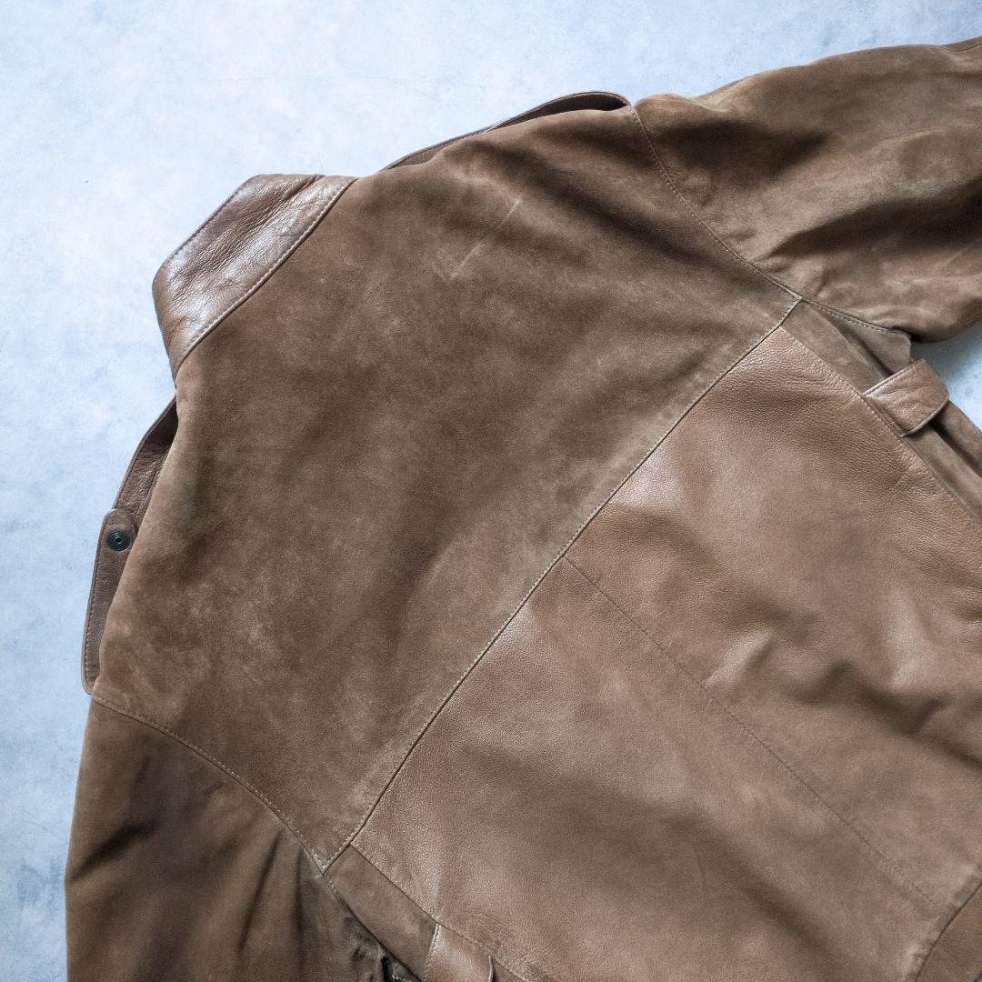 euro vintage スウェード レザー 切替え ジャケット