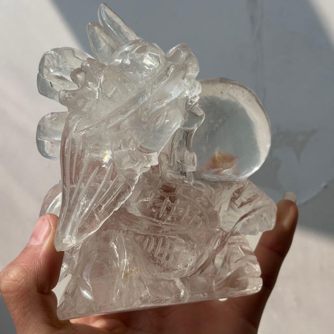 天然石水晶の龍　置物　ご購入前に在庫確認G.1304
