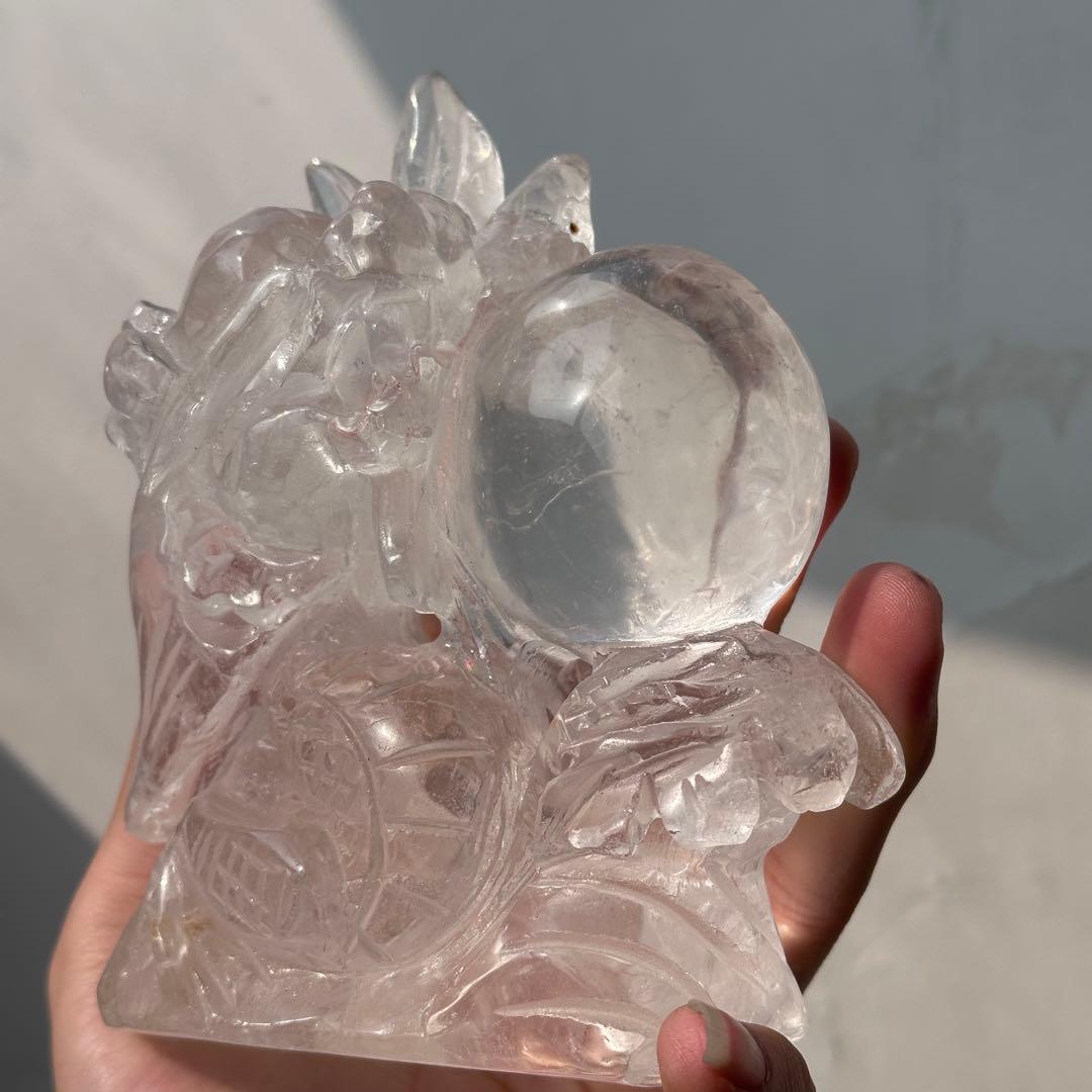 天然石水晶の龍　置物　ご購入前に在庫確認G.1304