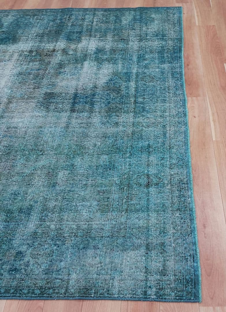 Y3414 MOHEBBAN トルコラグ 綿×ウール ヴィンテージ 大判 青