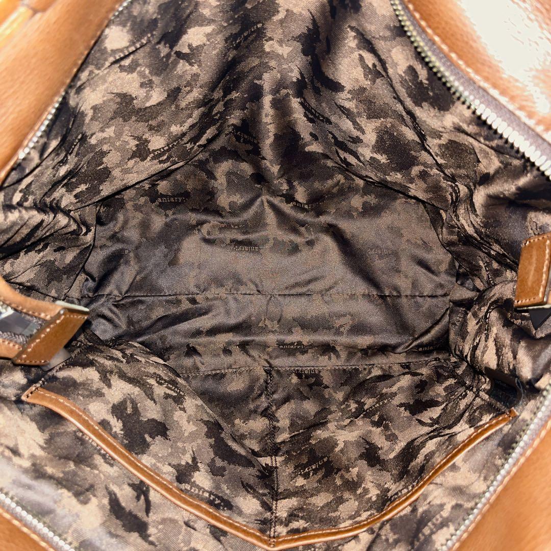 アニアリ　トートバッグ　大容量　A4収納可　肩掛け可　ブラウン　オールレザー