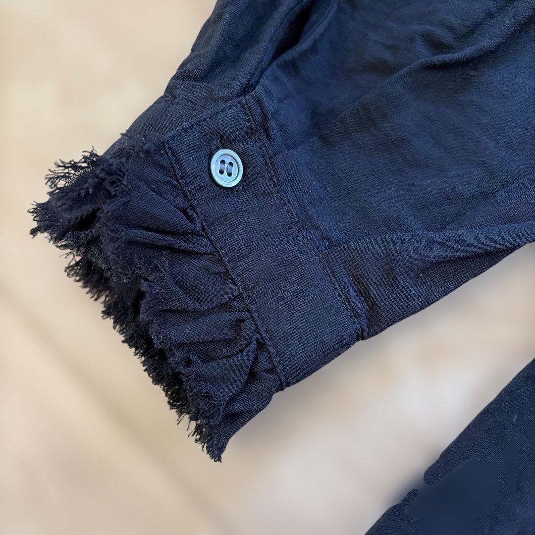 kagure かぐれ　コットンリネンフリルブラウス　黒　フリーサイズ　ユースド