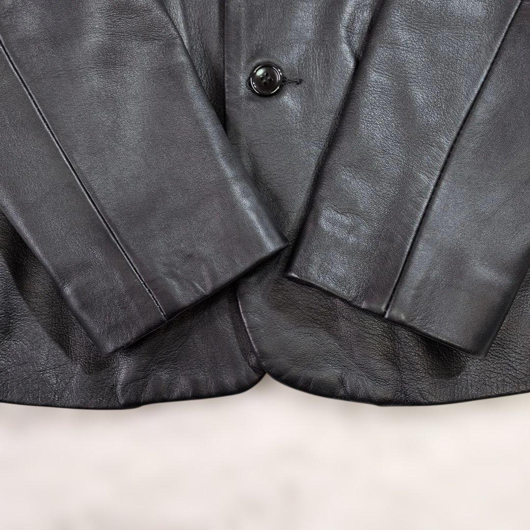 美品★666 英国製 レザーテーラードジャケット S 黒 本革 パンク