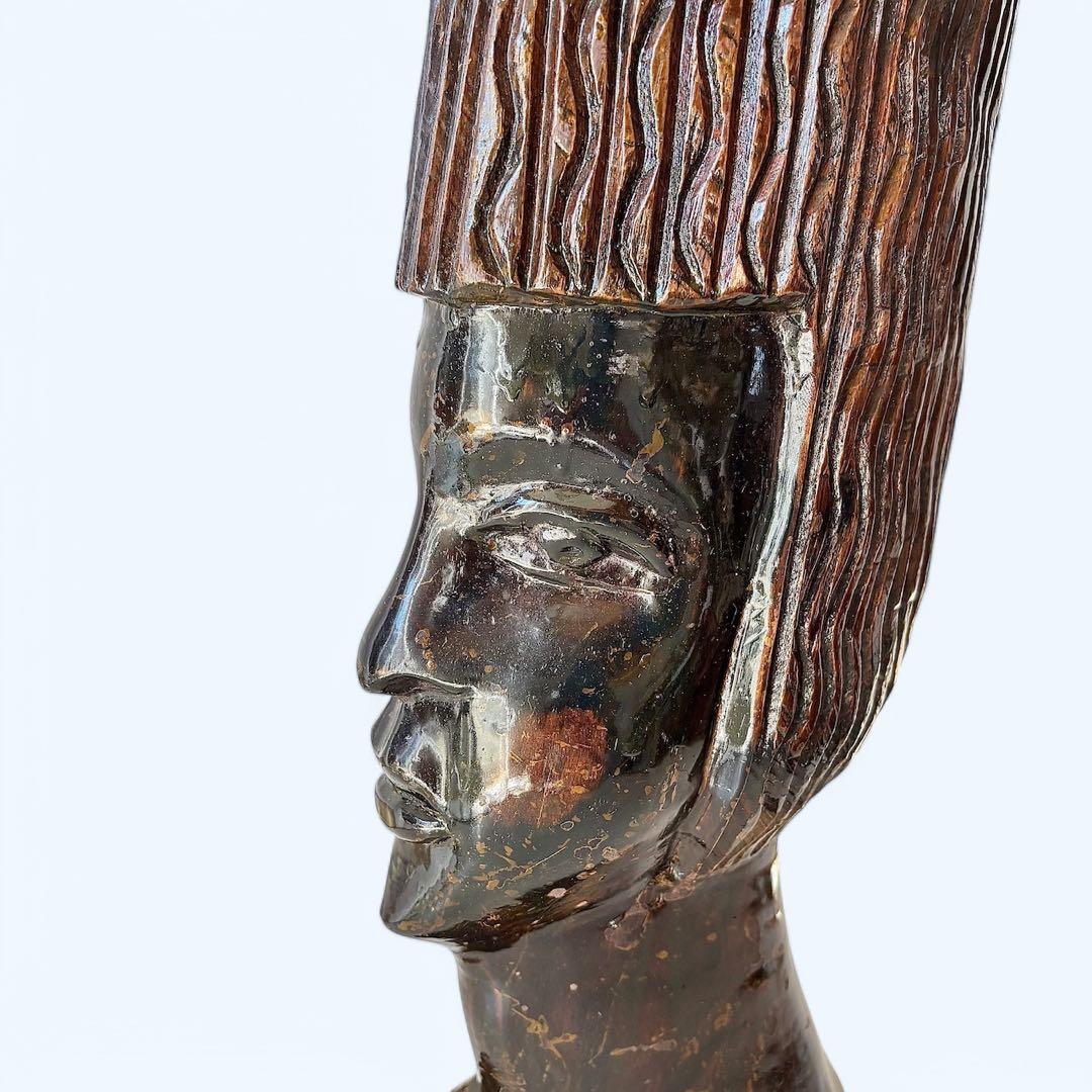 【民藝アート】アジアン木彫 人物像3体セット｜儀礼像・プリミティブオブジェ