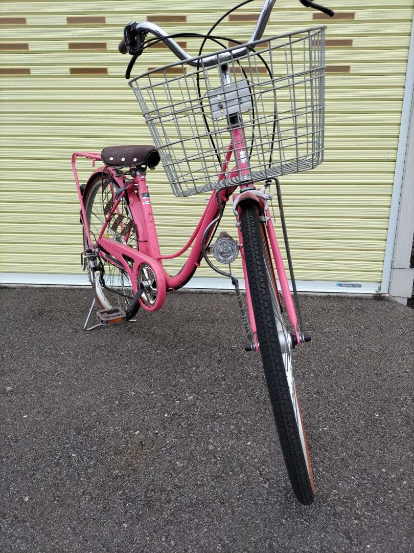 ピンク シティサイクル 前面バスケット付き　26インチ　北海道空知手渡希望