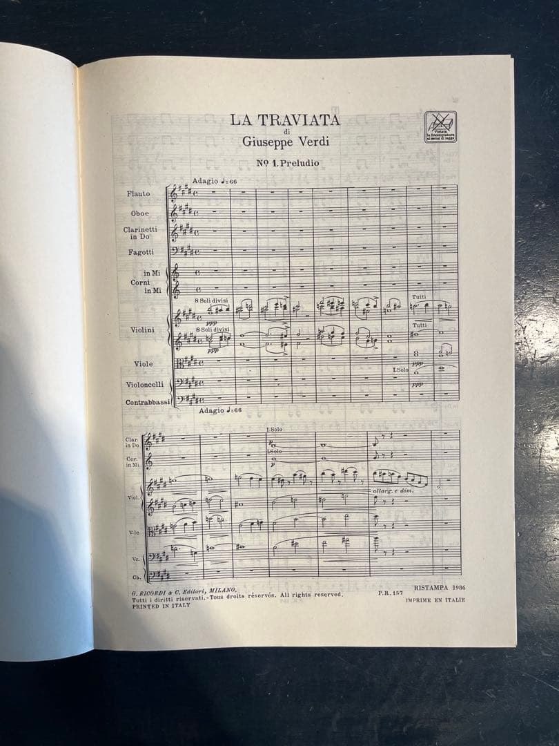 オペラ　ヴェルディ　椿姫　楽譜　オーケストラスコア