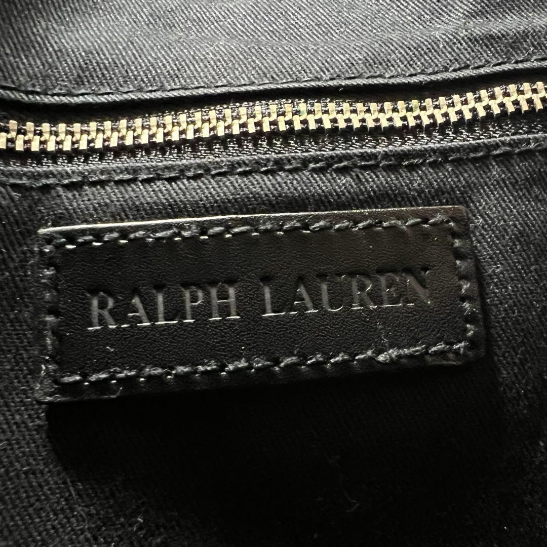【良品】Ralph Lauren 大容量 レザー PVC トートバッグ 千鳥格子