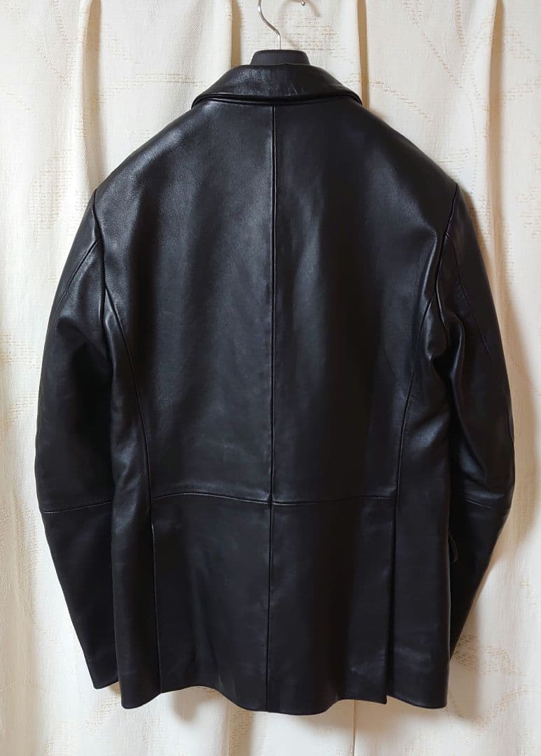 エンメティ H GIACCA 黒 48 テーラード レザー 表革
