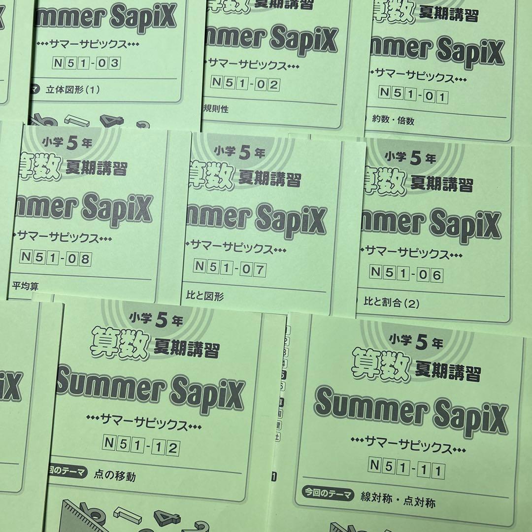 ㉑-14m サピックス　SAPIX 5年　算数　夏期講習　サマーサピックス　美品