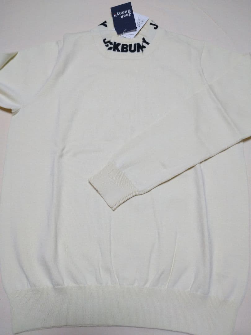 0サイズS 白 ゴルフウェア ジャックバニー ロゴジャガード セーター 新品