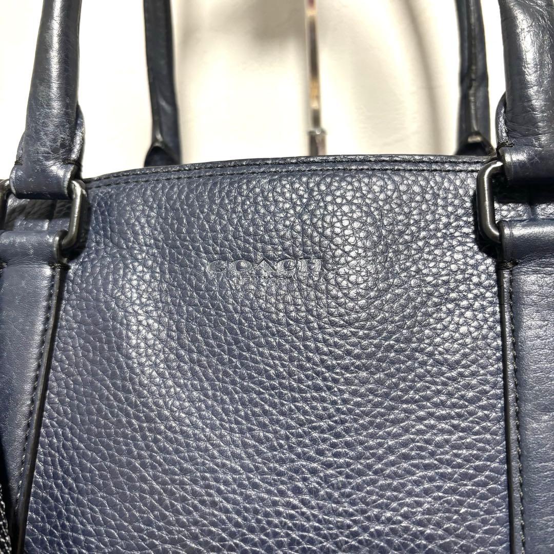 COACH トートバッグ メトロポリタン 2way ネイビー シボ革 大容量
