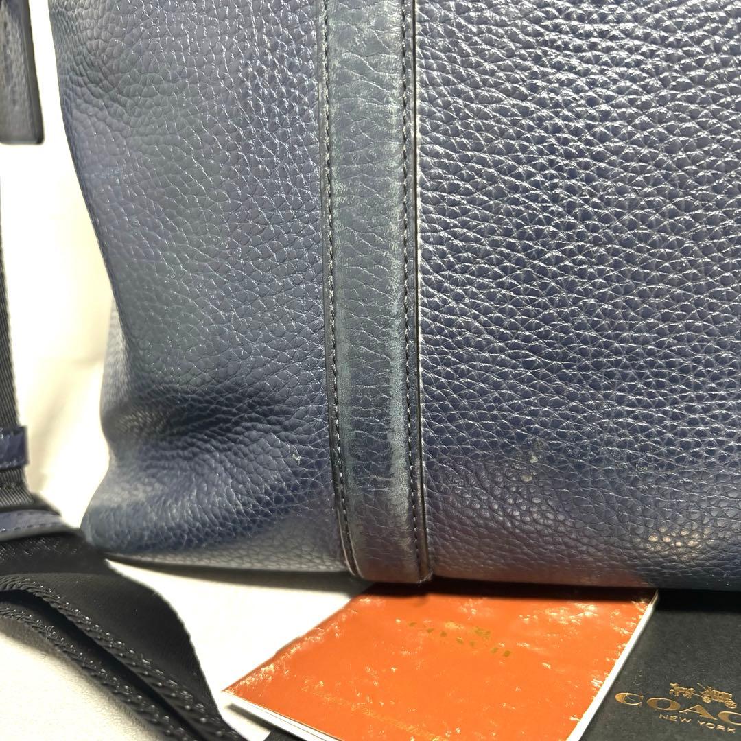 COACH トートバッグ メトロポリタン 2way ネイビー シボ革 大容量
