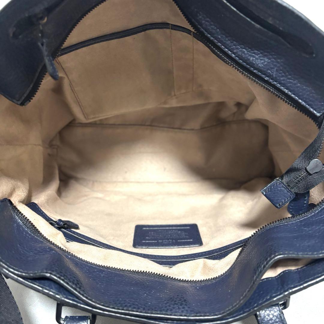 COACH トートバッグ メトロポリタン 2way ネイビー シボ革 大容量