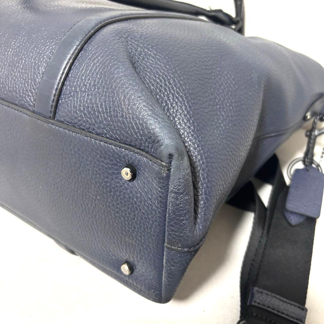 COACH トートバッグ メトロポリタン 2way ネイビー シボ革 大容量